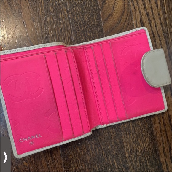 Chanel Cambon Line Tri Fold White Wallet w/White CC. - Picture 5 of 6